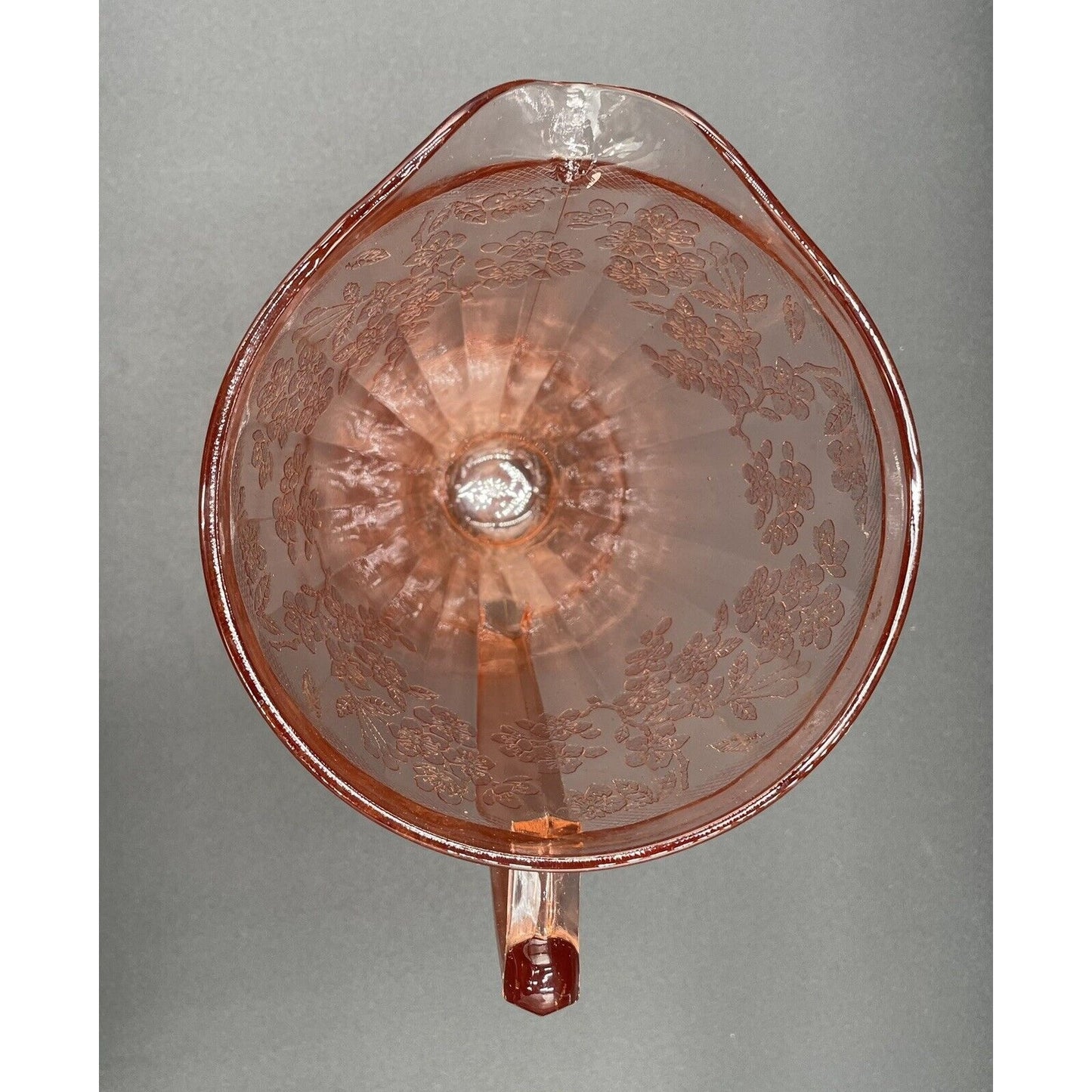 1930s Jeannette Cherry Blossom Pink Depression Glass 36 Oz Pitcher (D7) - Vintosh Vintage