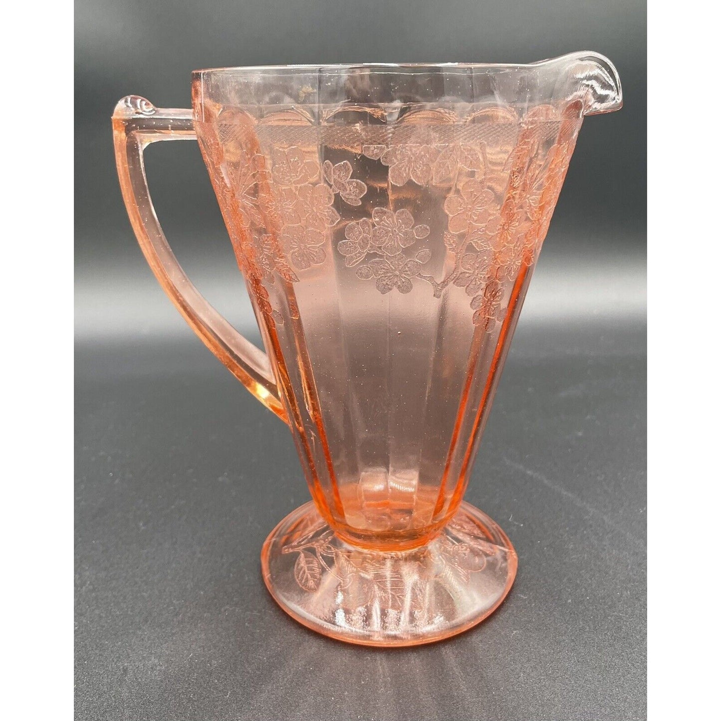 1930s Jeannette Cherry Blossom Pink Depression Glass 36 Oz Pitcher (D7) - Vintosh Vintage