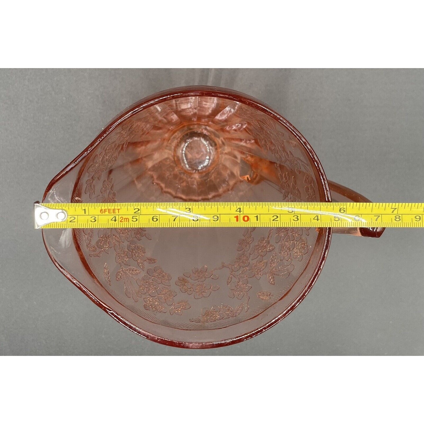 1930s Jeannette Cherry Blossom Pink Depression Glass 36 Oz Pitcher (D7) - Vintosh Vintage