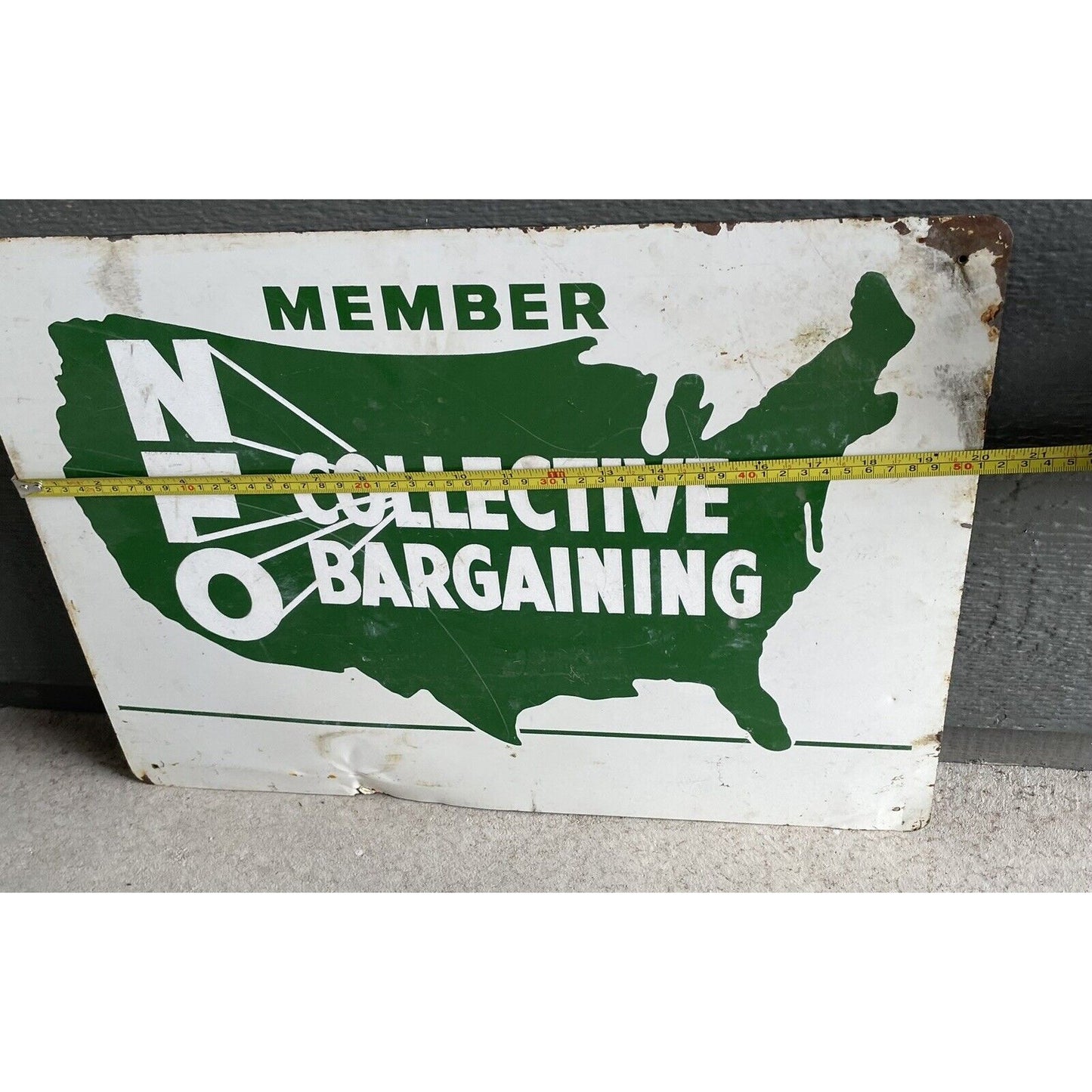 VTG Original Two-sided NFO Member Collective Bargaining Metal Farm Sign 20" - Vintosh Vintage