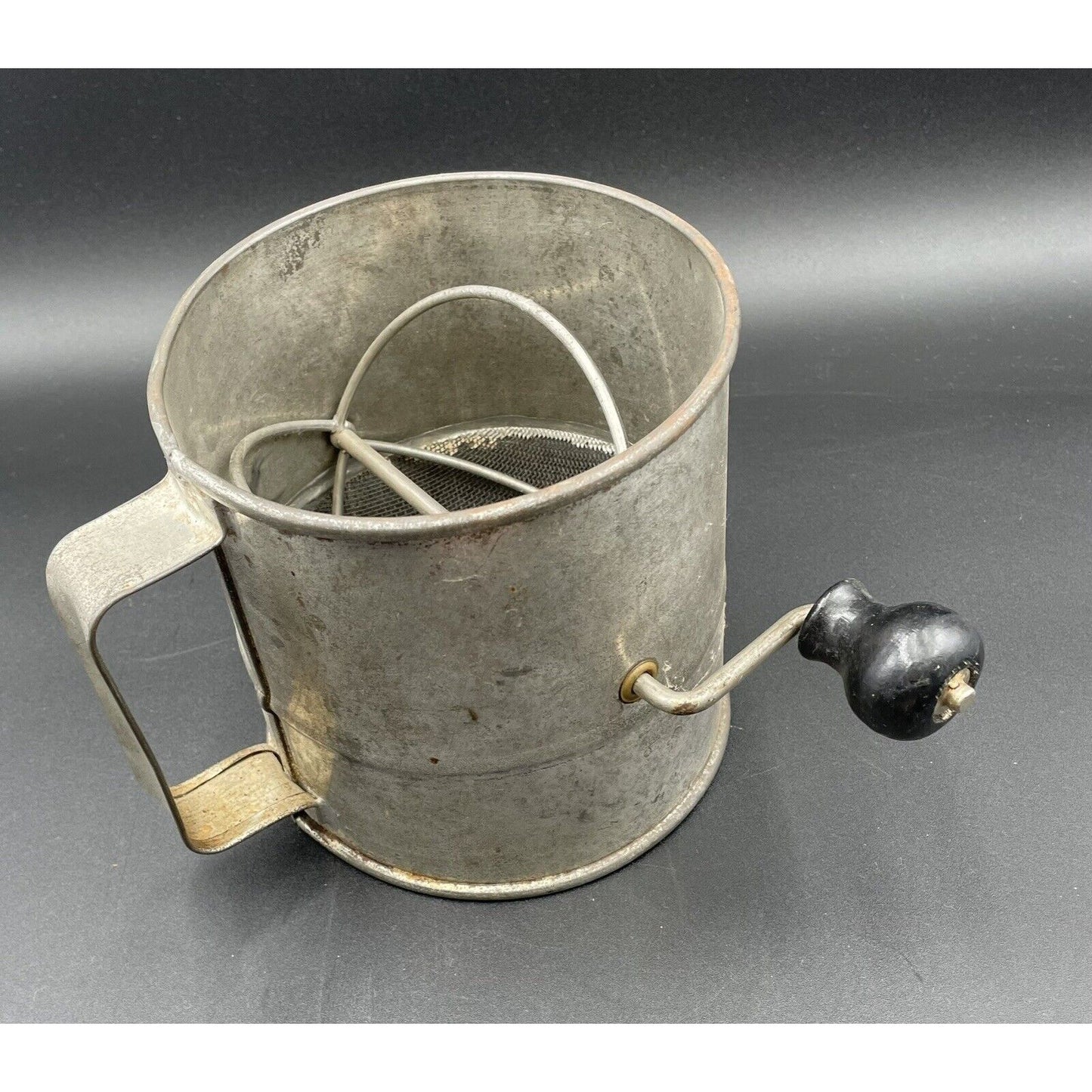 Oversized Vintage Flour Sifter with Black Wooden Turn Handle (B4) - Vintosh Vintage