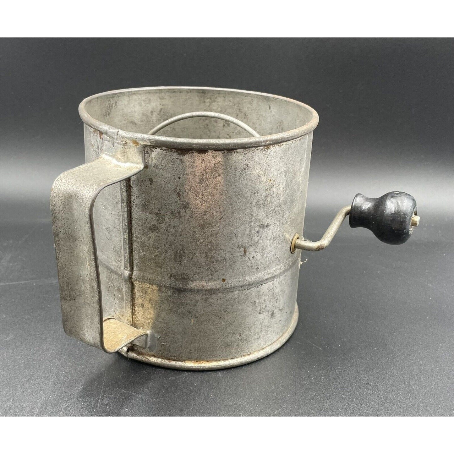 Oversized Vintage Flour Sifter with Black Wooden Turn Handle (B4) - Vintosh Vintage