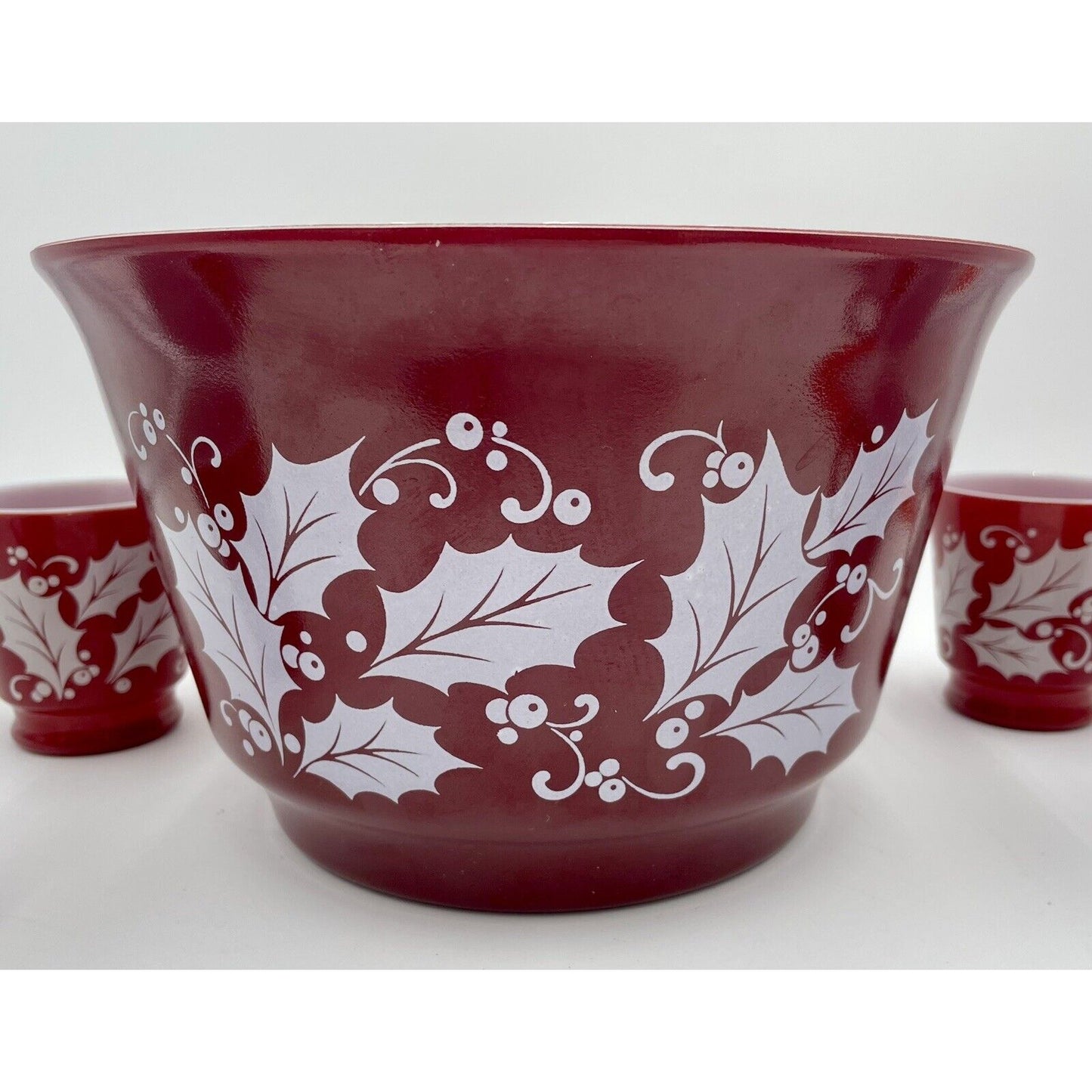 1950s Hazel Atlas Tom & Jerry Egg Nog/Punch Glass Set Christmas Cranberry Red-D6 - Vintosh Vintage