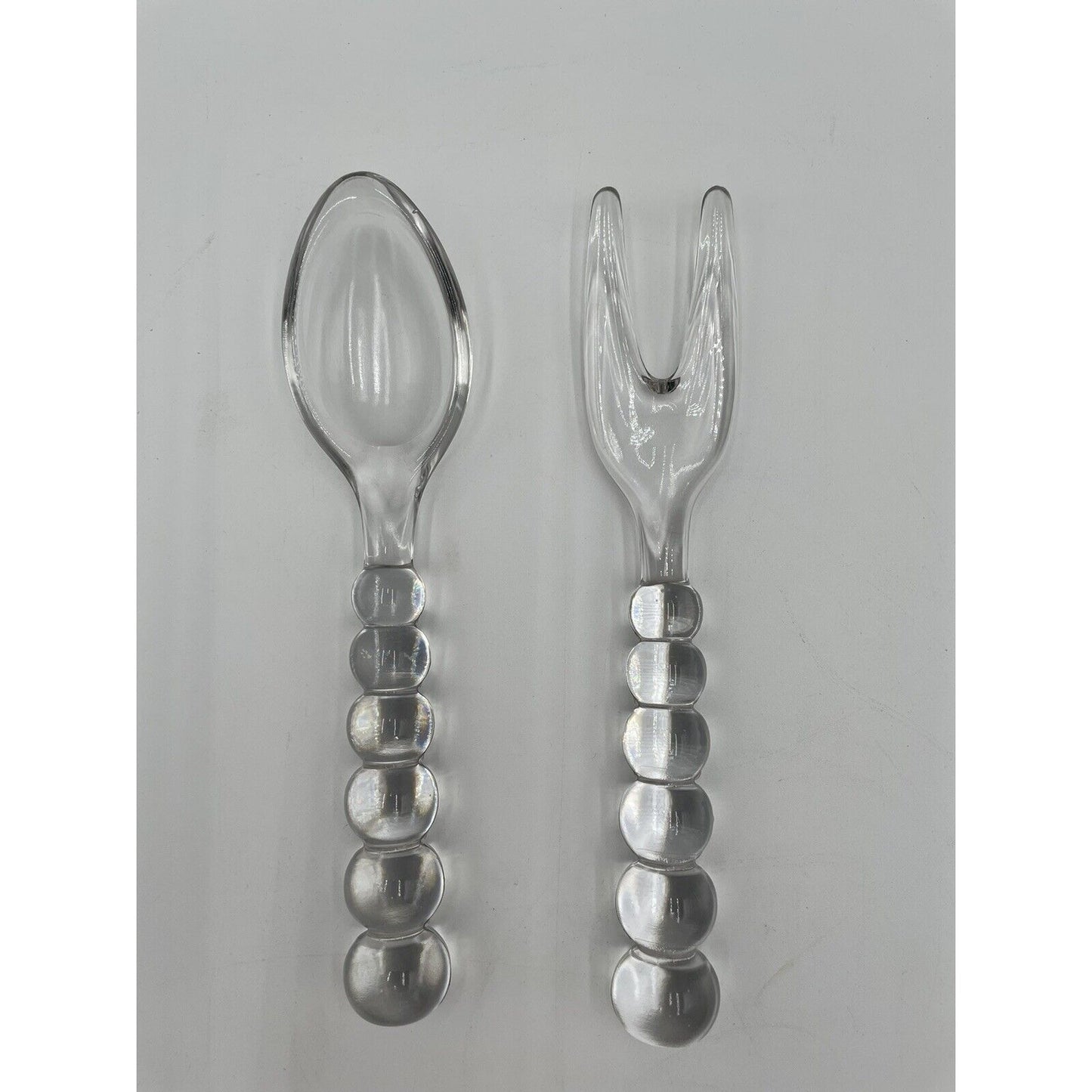 Vintage 1970s Imperial Glass Candlewick Fork & Spoon Salad Serving Set (B2) - Vintosh Vintage