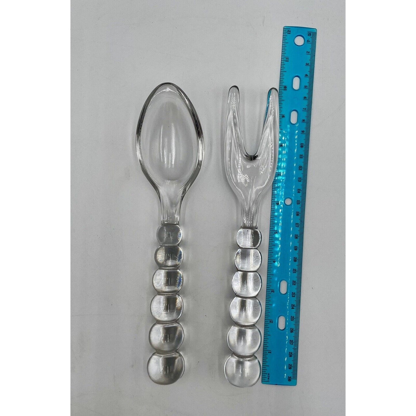Vintage 1970s Imperial Glass Candlewick Fork & Spoon Salad Serving Set (B2) - Vintosh Vintage
