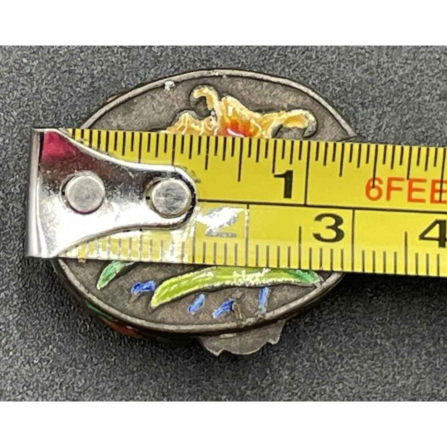 Antique Hand Painted Multicolored Lily Cloisonne Enamel Hinged Pill Box (B7)