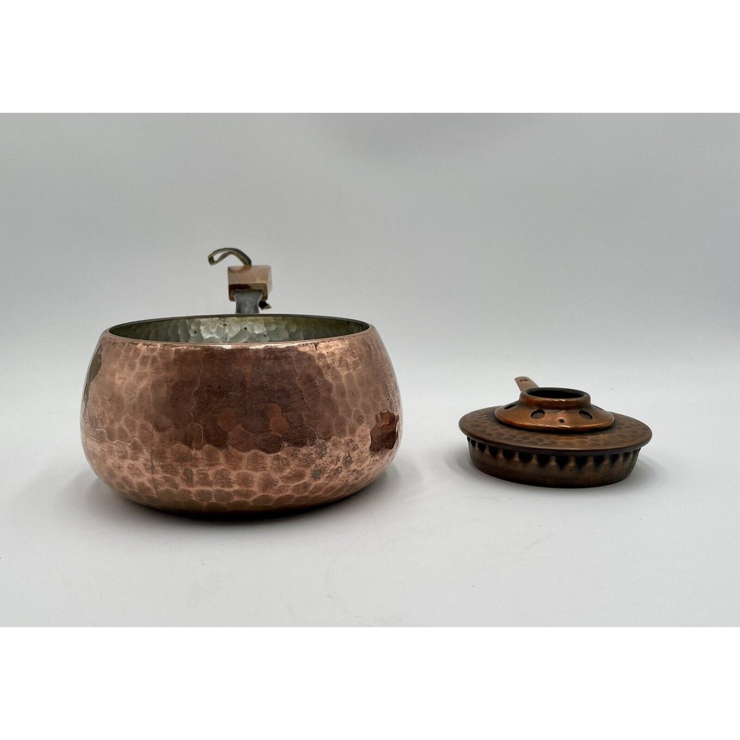 VTG SWISS STOCKLI NETSTAL FONDUE HAMMERED COPPER POT w/ WARMER POT (D8) - Vintosh Vintage