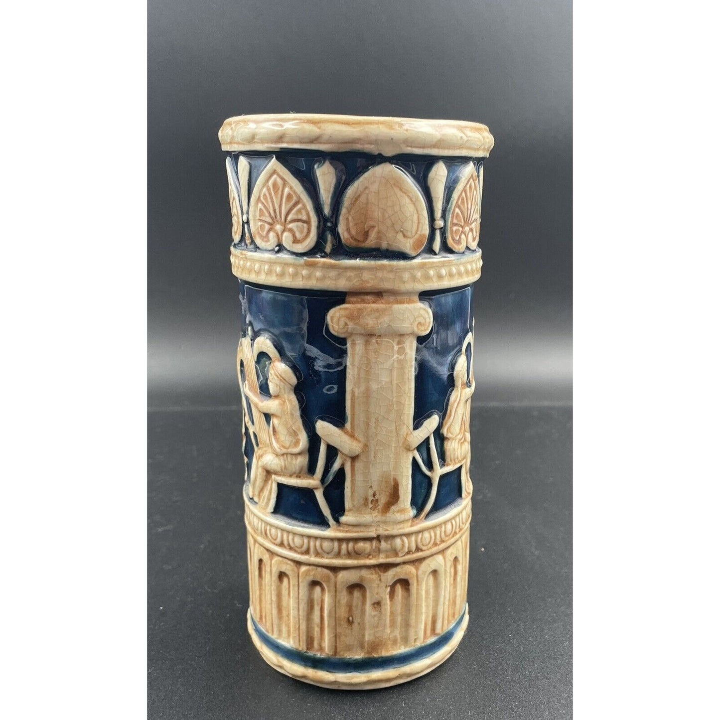 Vintage MARUHON WARE Ceramic Greek Themed Hand Painted Vase - Japan (C7) - Vintosh Vintage