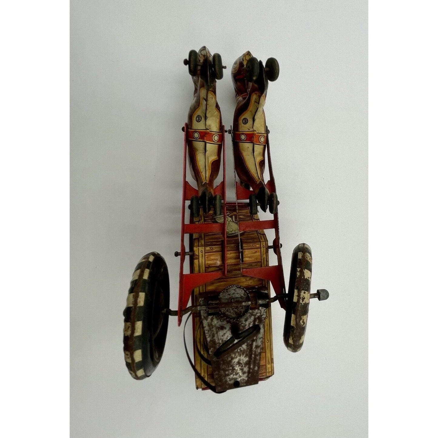 1940s MARX Dual Donkeys W/Cart Windup Tin Toy (B3) - Vintosh Vintage
