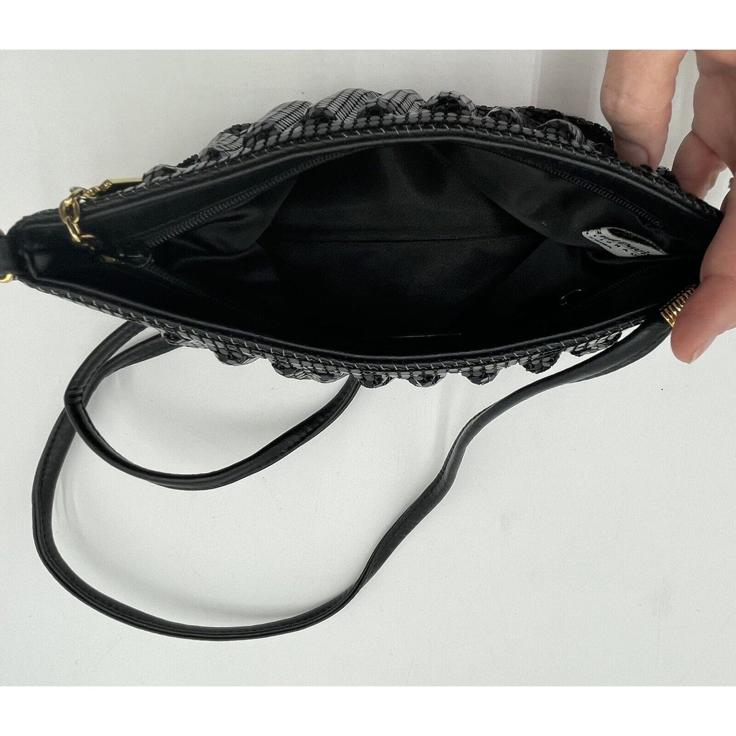 Vintage Whiting & Davis Black Gathered Mesh Evening Handbag (A5) - Vintosh Vintage