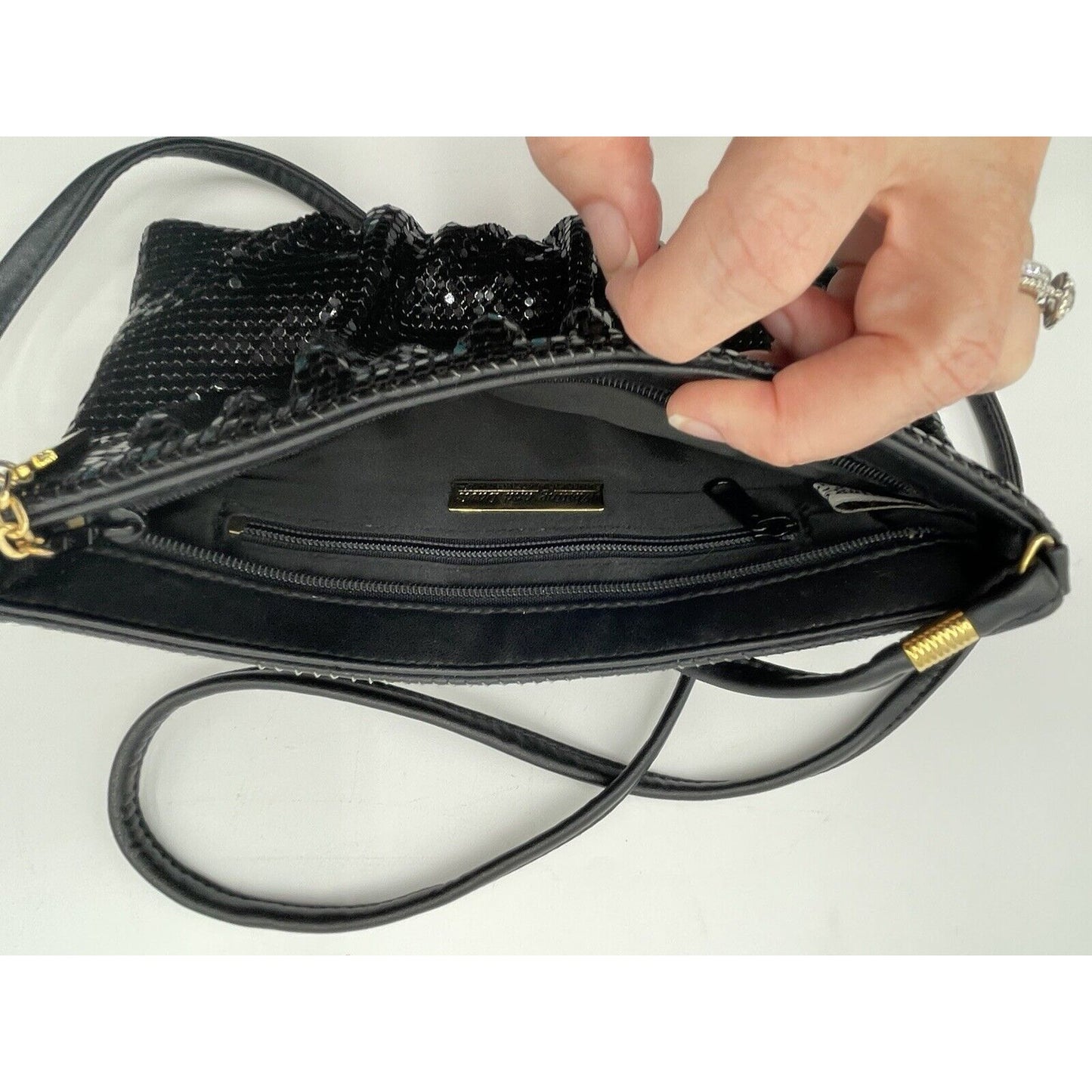 Vintage Whiting & Davis Black Gathered Mesh Evening Handbag (A5) - Vintosh Vintage
