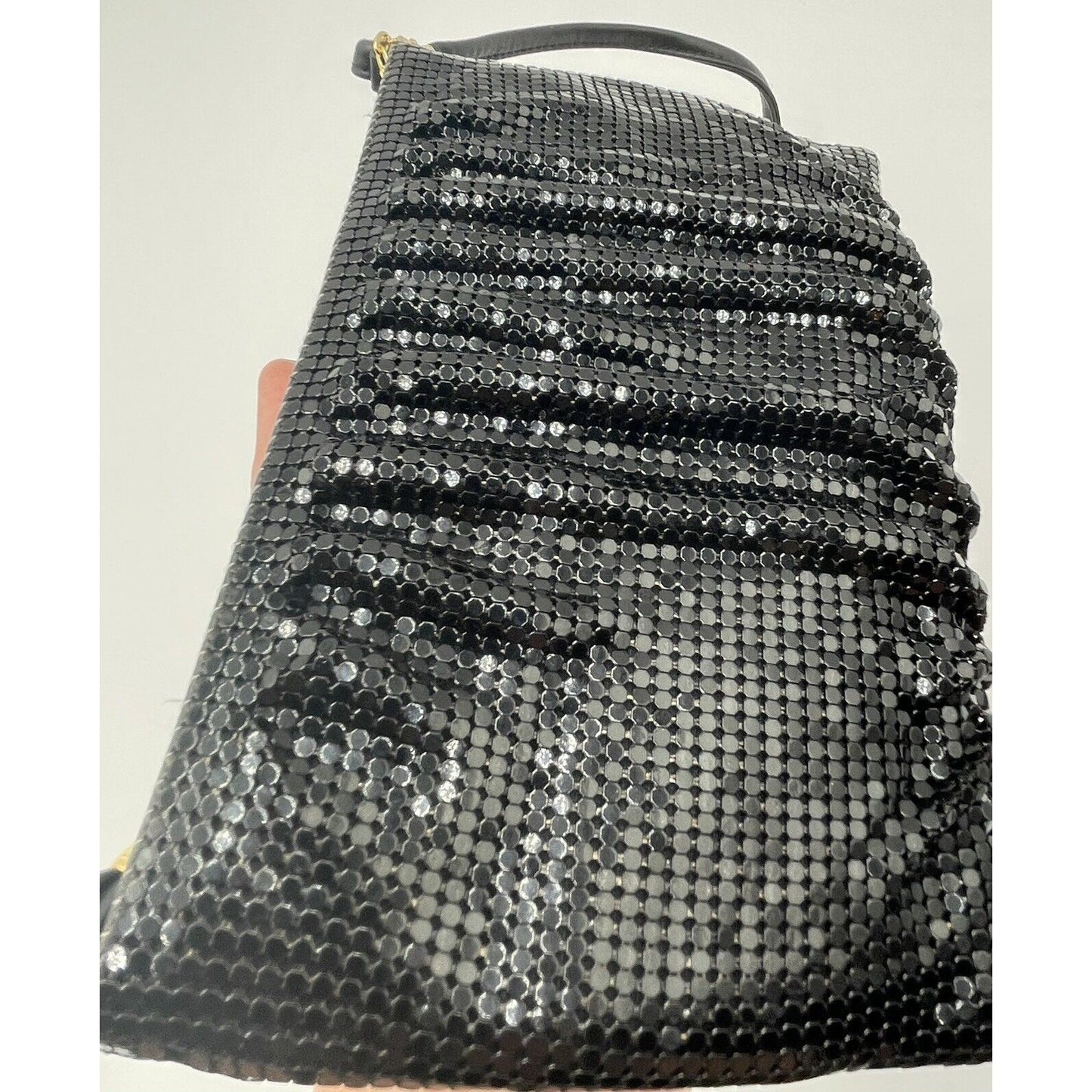 Vintage Whiting & Davis Black Gathered Mesh Evening Handbag (A5) - Vintosh Vintage