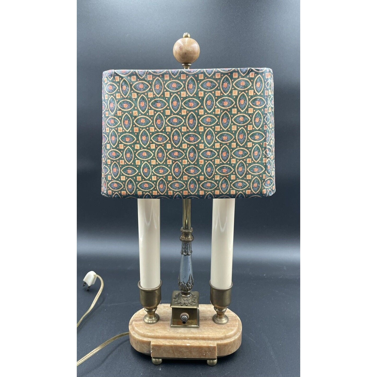 Charming Vintage Bouillotte Oblong Marble Double Candle Table Lamp - Vintosh Vintage