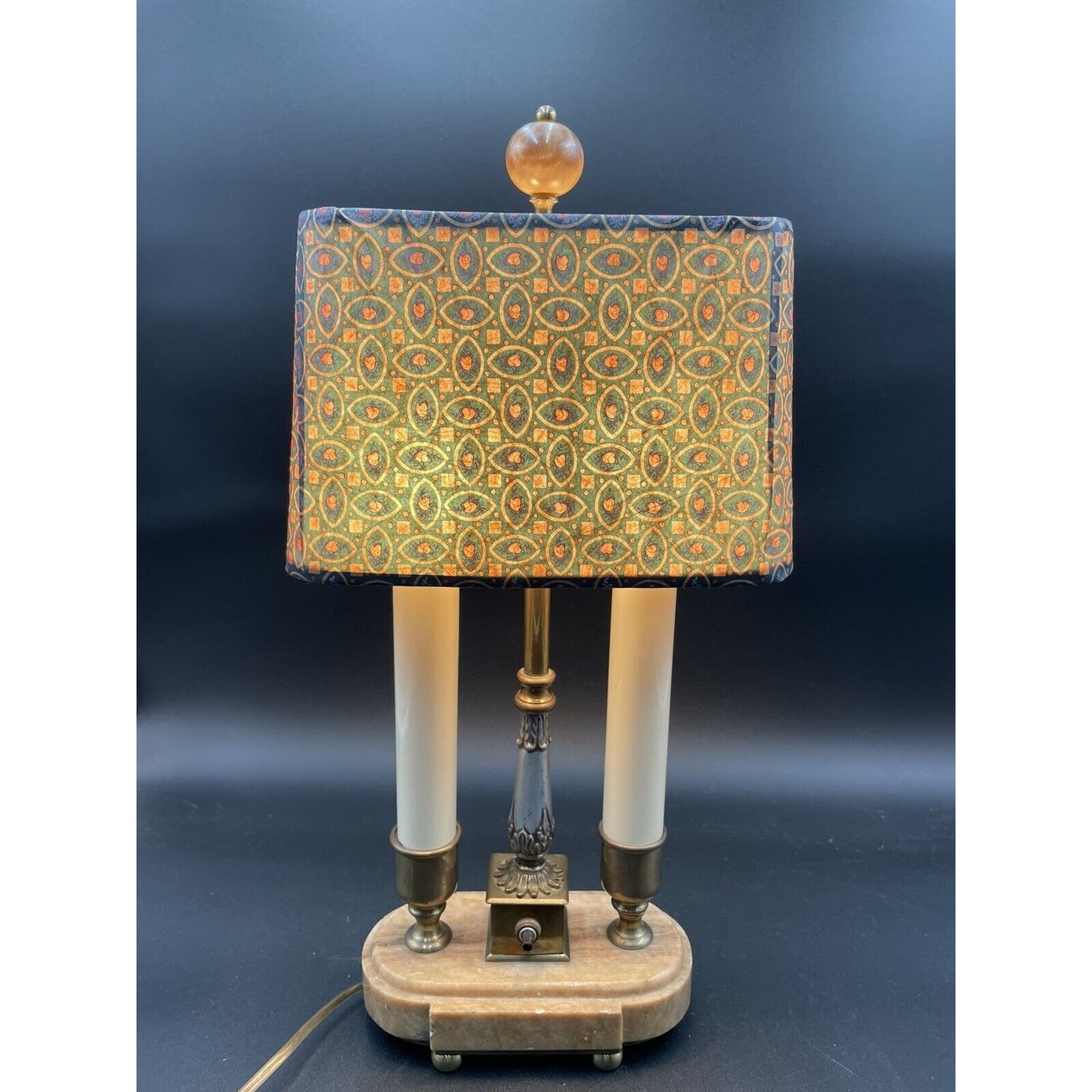 Charming Vintage Bouillotte Oblong Marble Double Candle Table Lamp - Vintosh Vintage