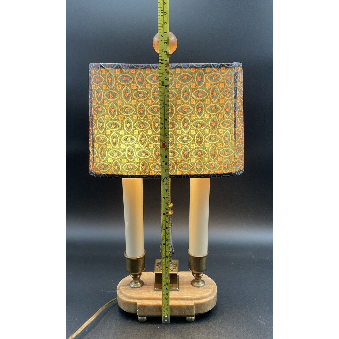 Charming Vintage Bouillotte Oblong Marble Double Candle Table Lamp - Vintosh Vintage