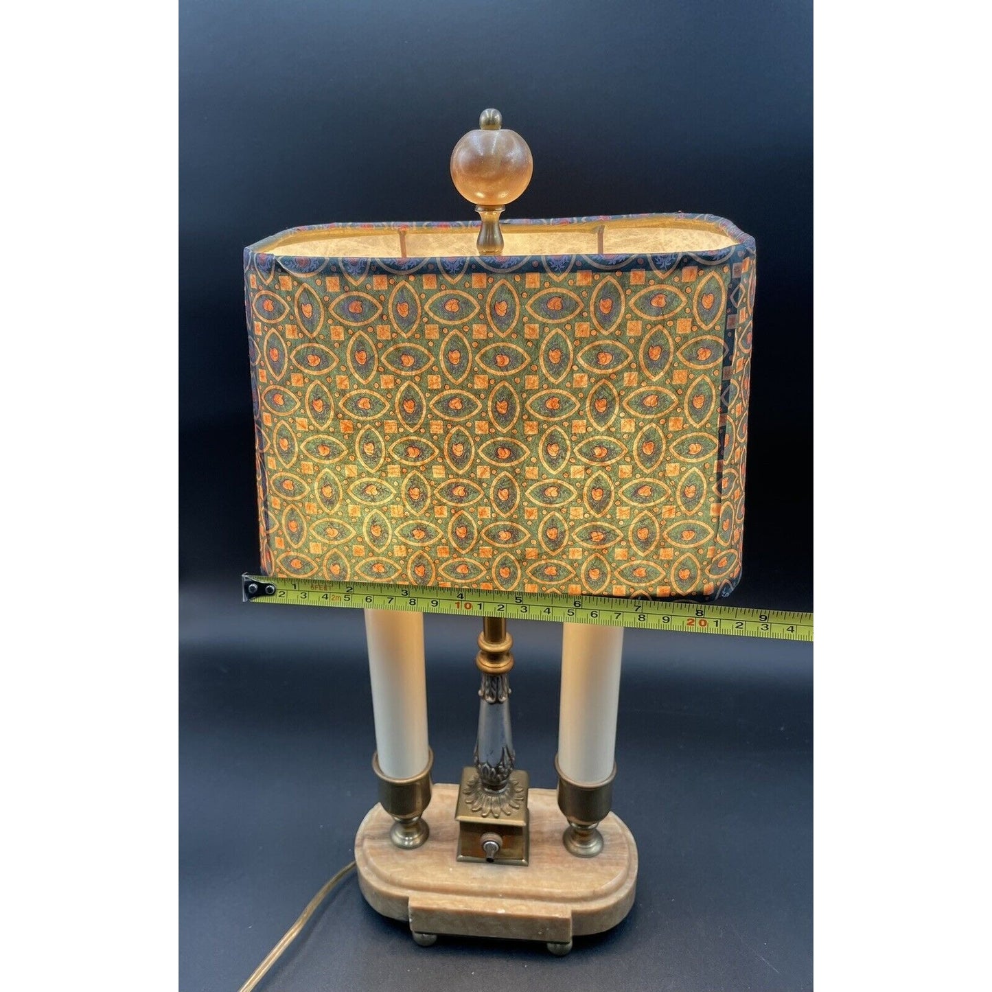 Charming Vintage Bouillotte Oblong Marble Double Candle Table Lamp - Vintosh Vintage