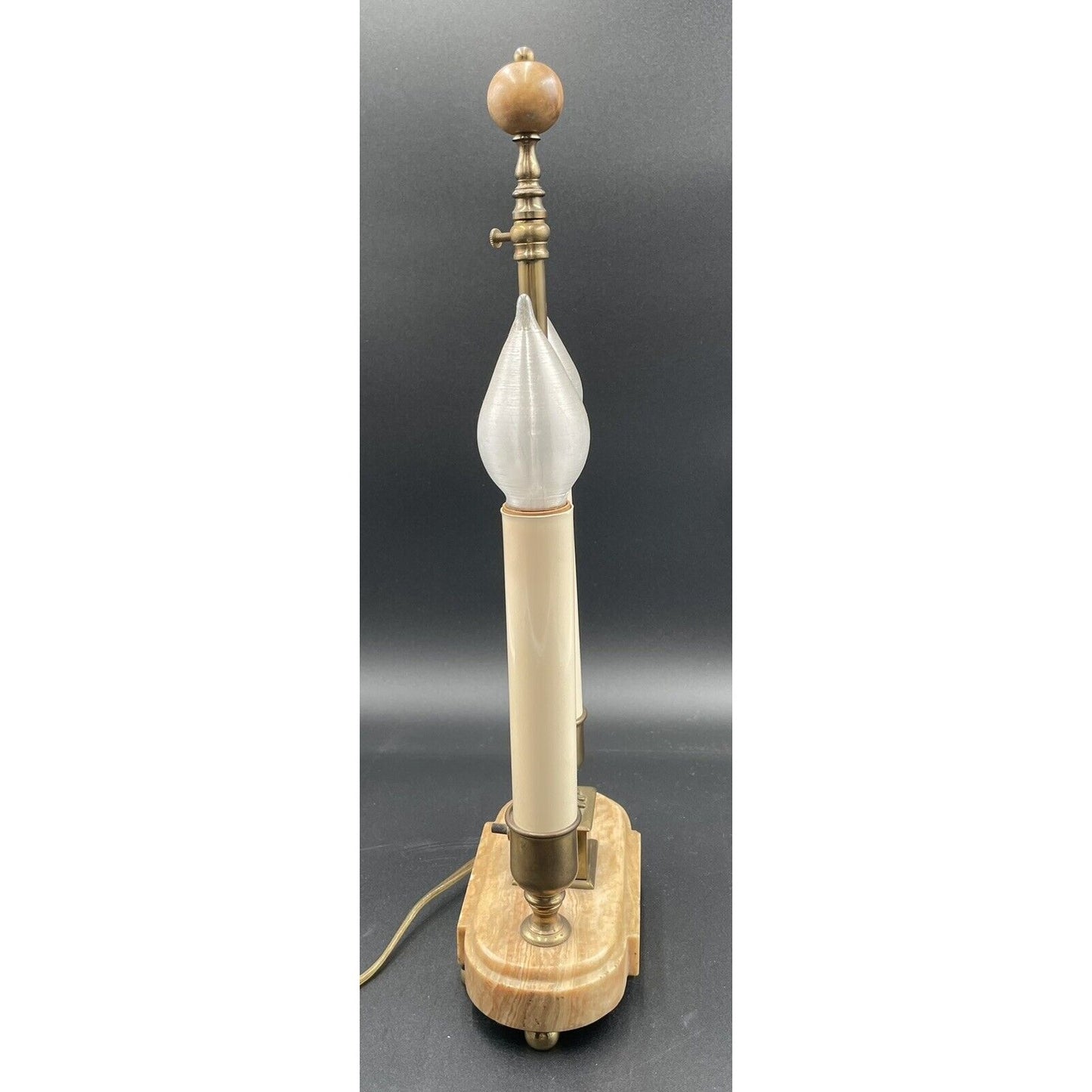 Charming Vintage Bouillotte Oblong Marble Double Candle Table Lamp - Vintosh Vintage