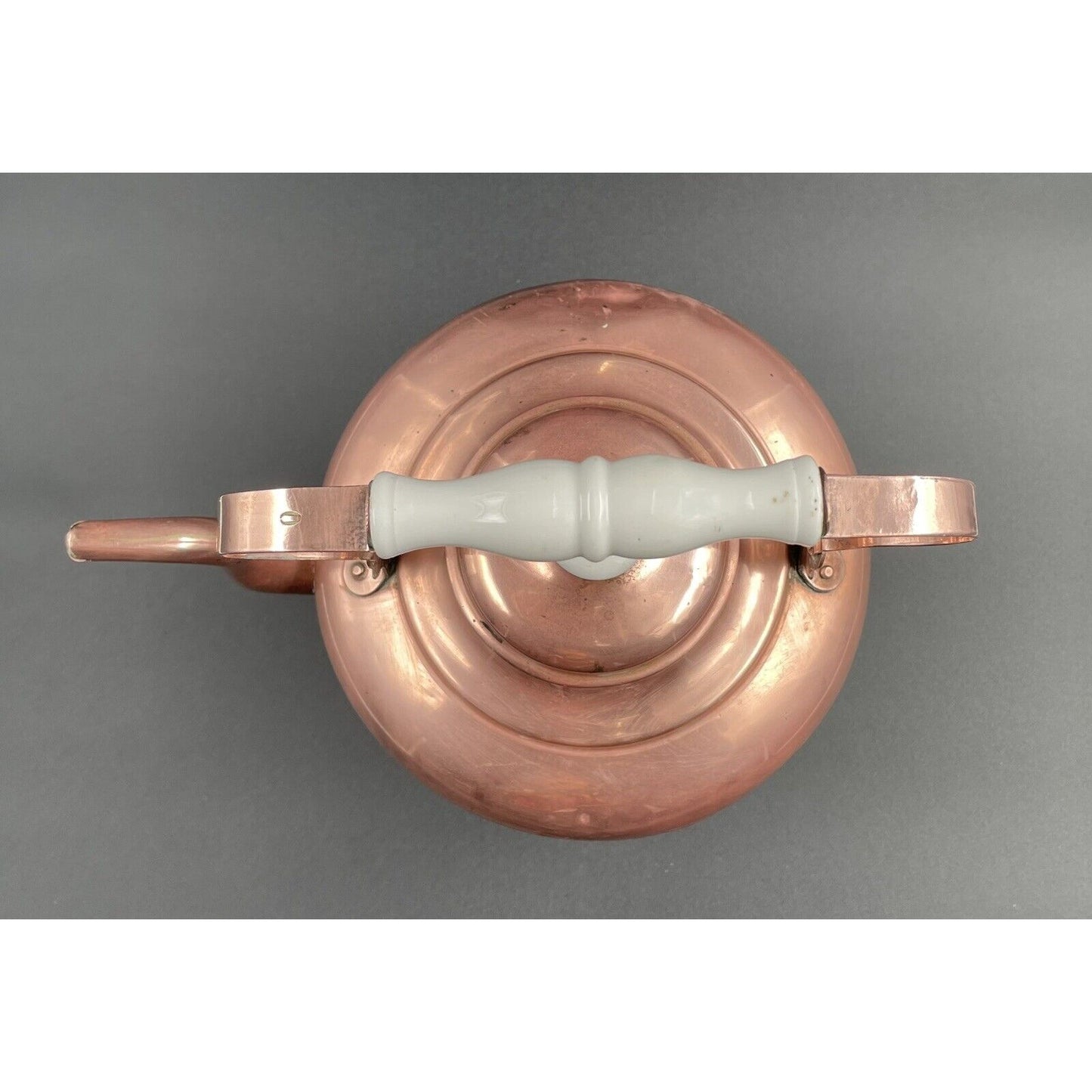 Antique Dutch Copperwater Kettle w Porcelain Handle on Warmer (C-BM) - Vintosh Vintage