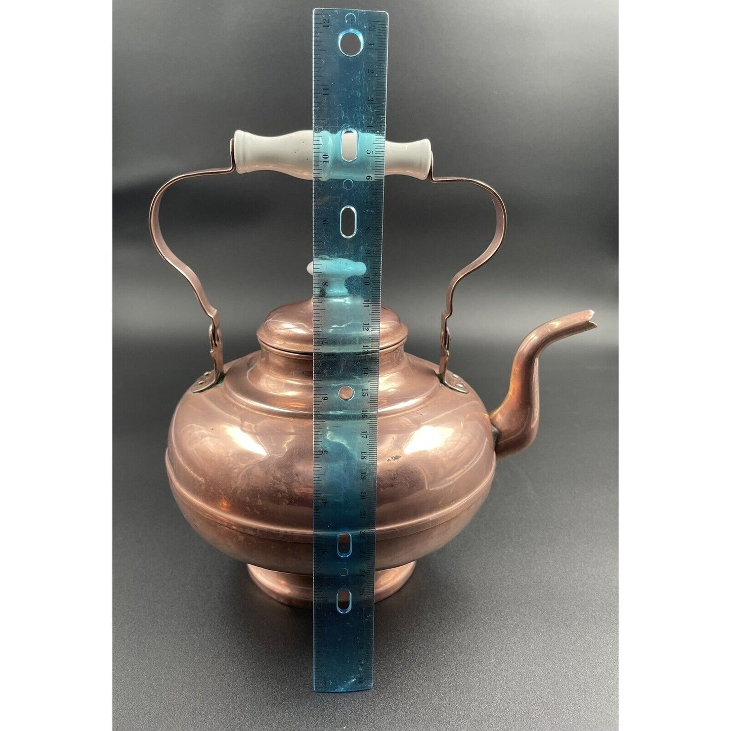 Antique Dutch Copperwater Kettle w Porcelain Handle on Warmer (C-BM) - Vintosh Vintage