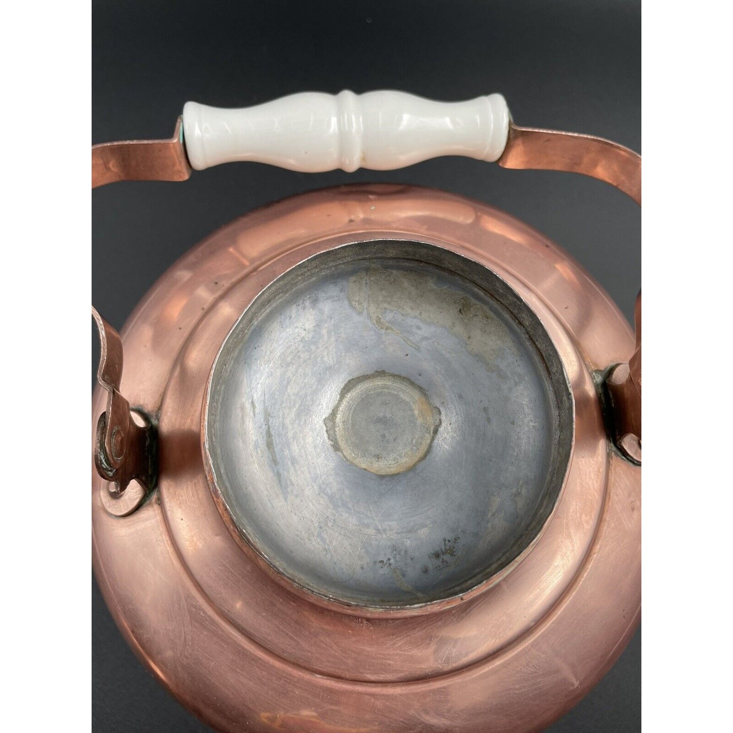 Antique Dutch Copperwater Kettle w Porcelain Handle on Warmer (C-BM) - Vintosh Vintage