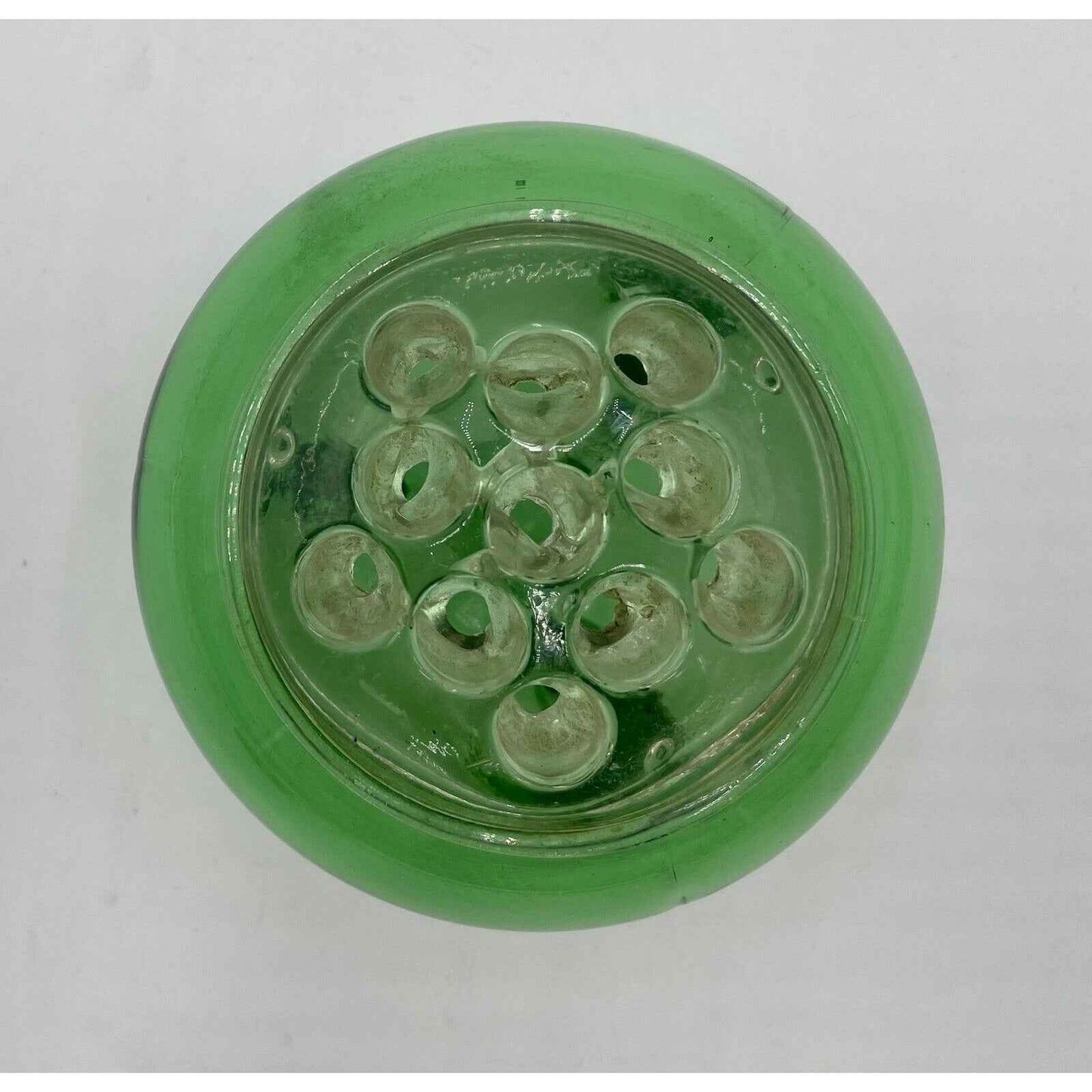VIKING GLASS VASE FLOWERLITE FLOWER FROG NILE GREEN 1960's (D1)