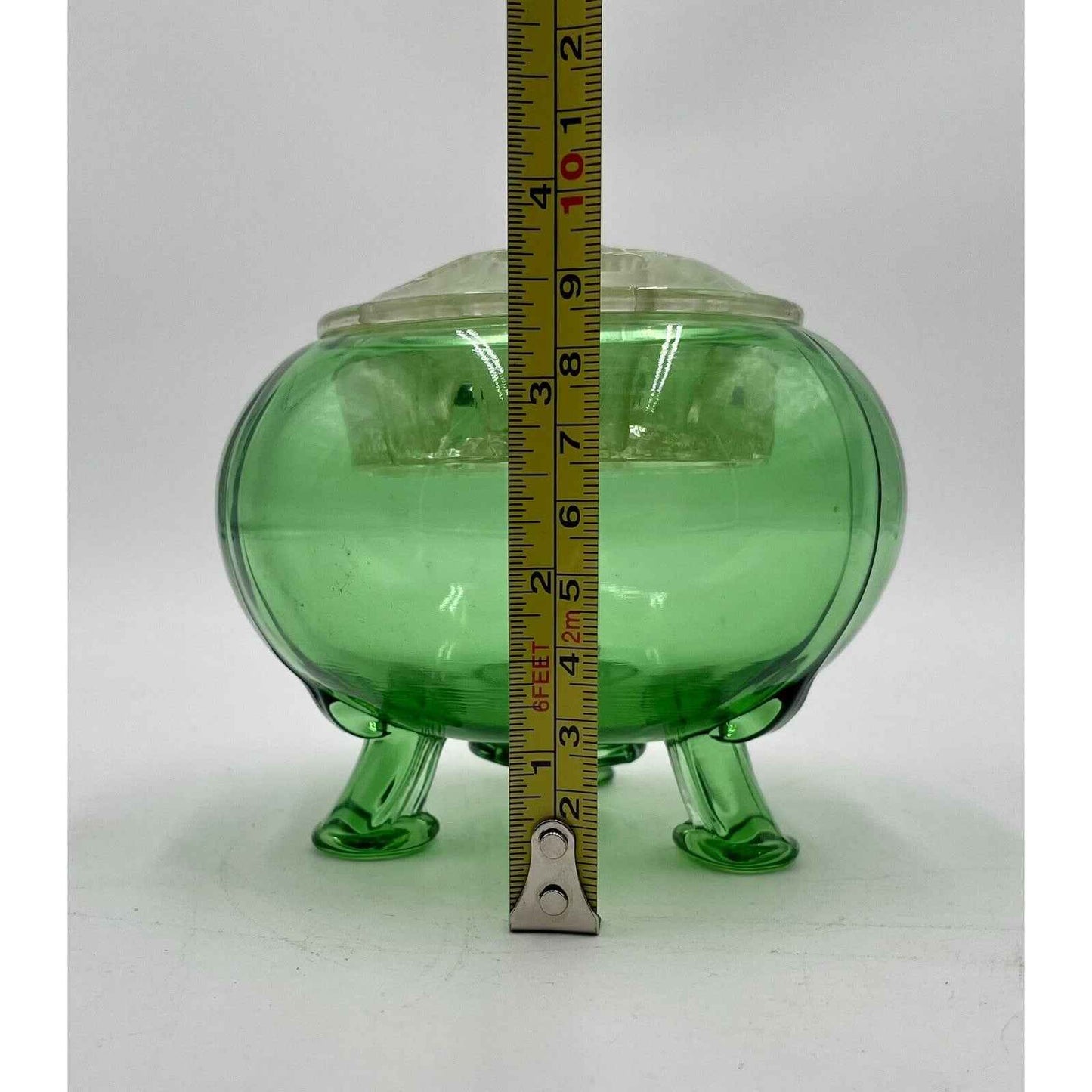 VIKING GLASS VASE FLOWERLITE FLOWER FROG NILE GREEN 1960's (D1)