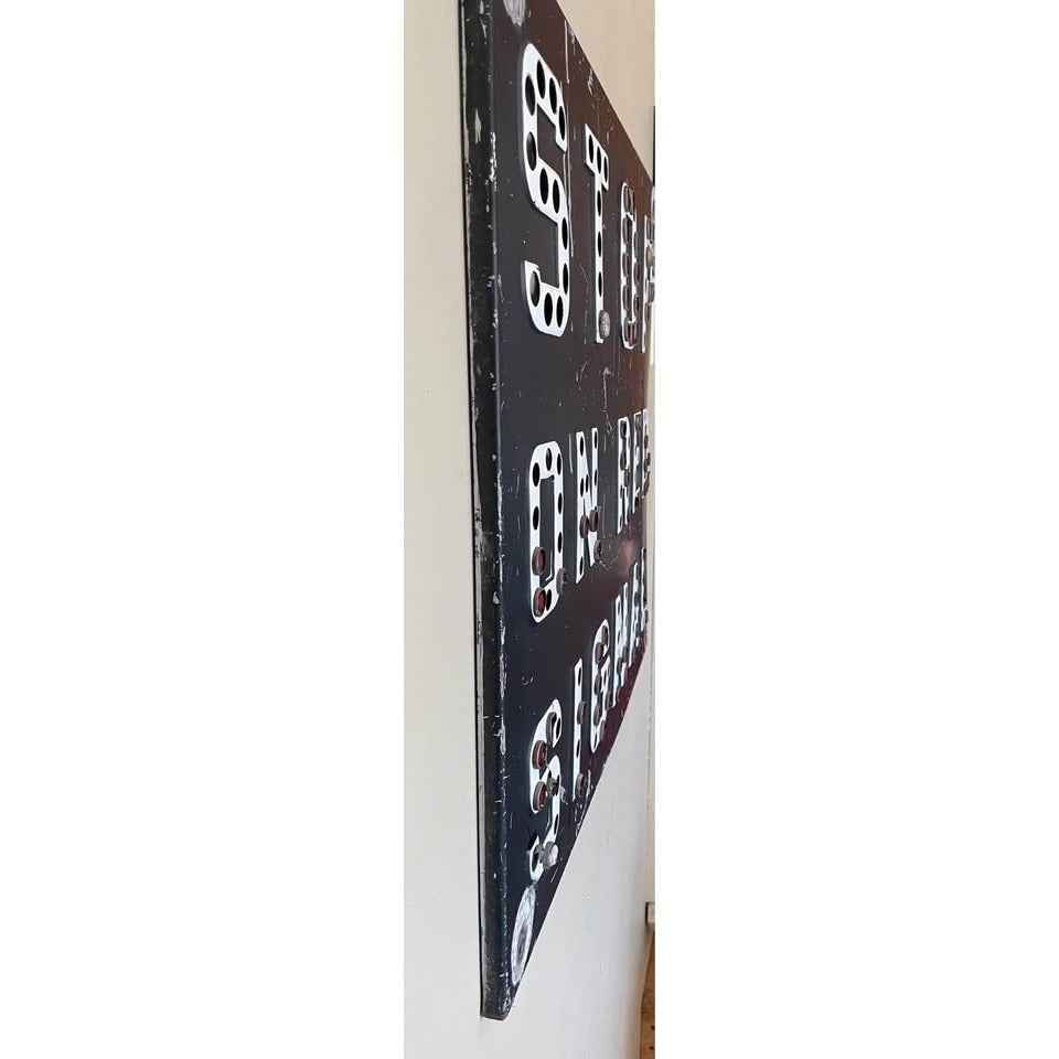 Vintage Railroad Crossing Sign"Stop On Red Signal" w/ Red Eye Reflectors