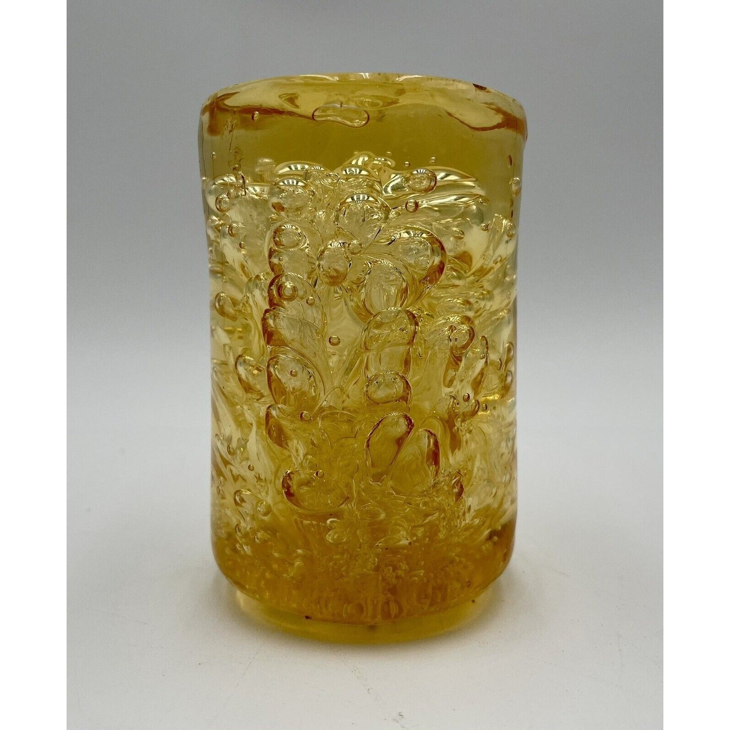 Vintage Amber Bubble Art 3" Pillar (D1) - Vintosh Vintage