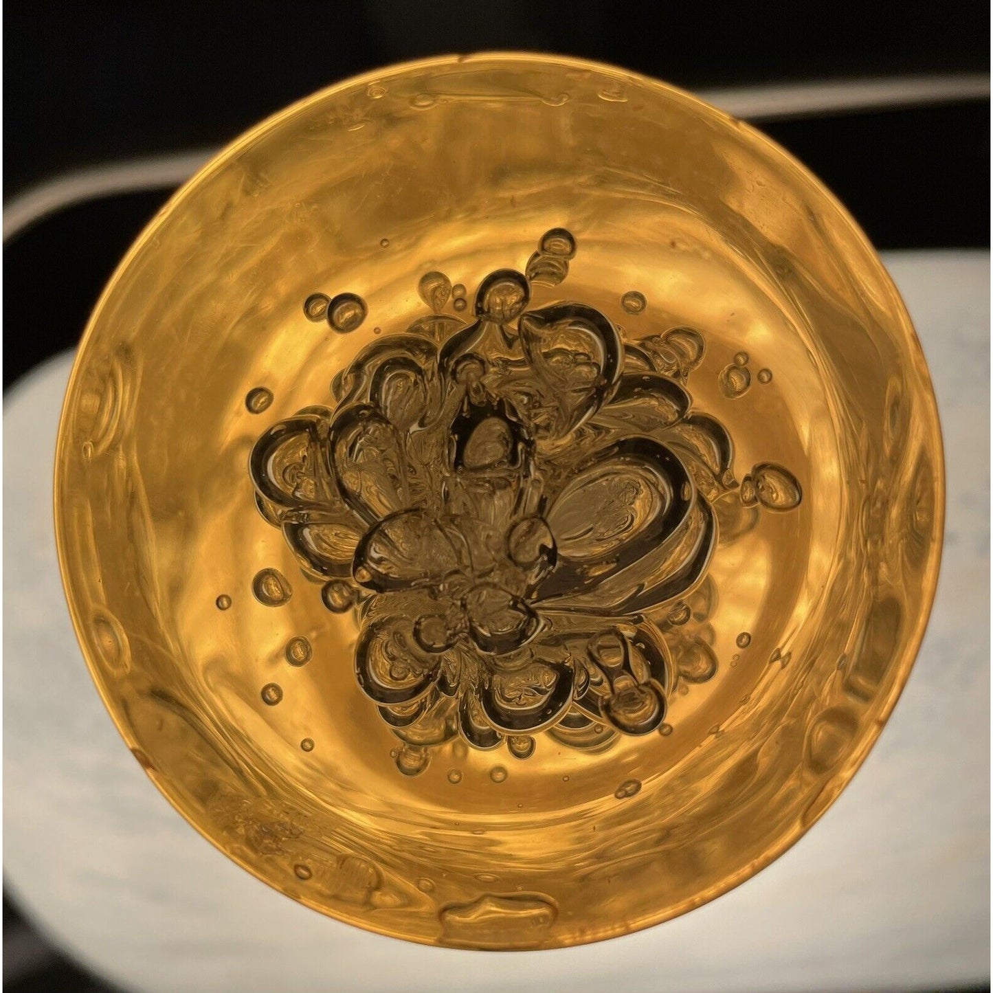 Vintage Amber Bubble Art 3" Pillar (D1) - Vintosh Vintage