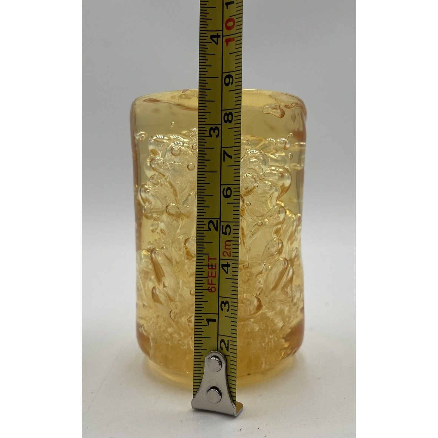 Vintage Amber Bubble Art 3" Pillar (D1) - Vintosh Vintage