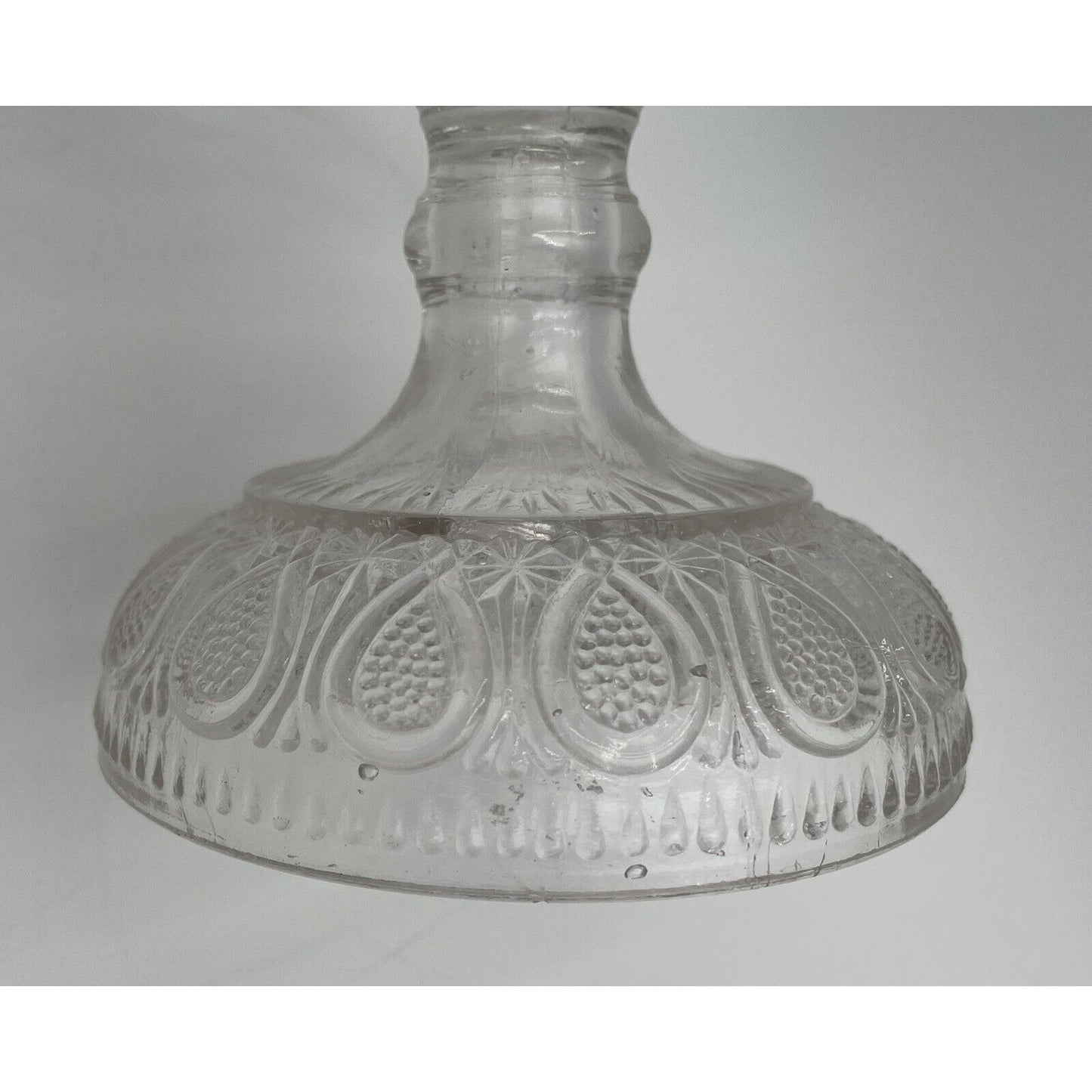 Rare EAPG Antique Pressed Clear Glass Cake Stand Dotted Loop Pattern (C1) - Vintosh Vintage