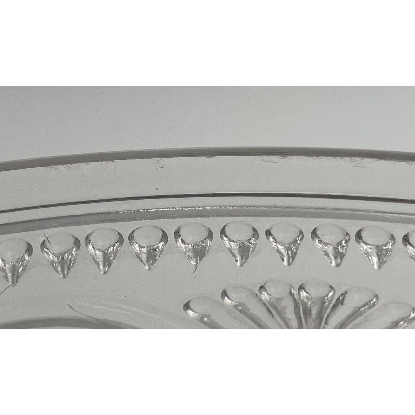 Rare EAPG Antique Pressed Clear Glass Cake Stand Dotted Loop Pattern (C1) - Vintosh Vintage