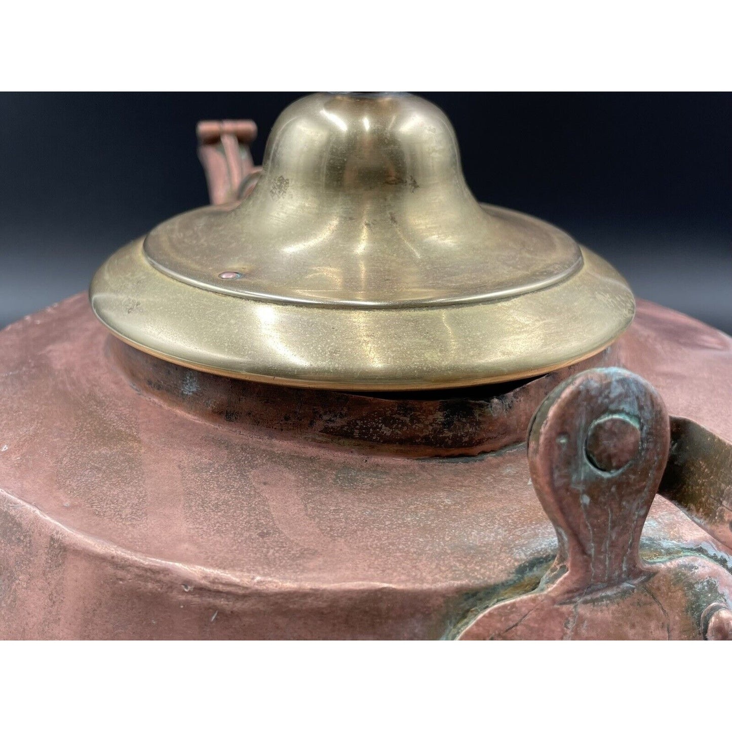 Antique Large Copper Kettle with Brass Lid (A3) - Vintosh Vintage