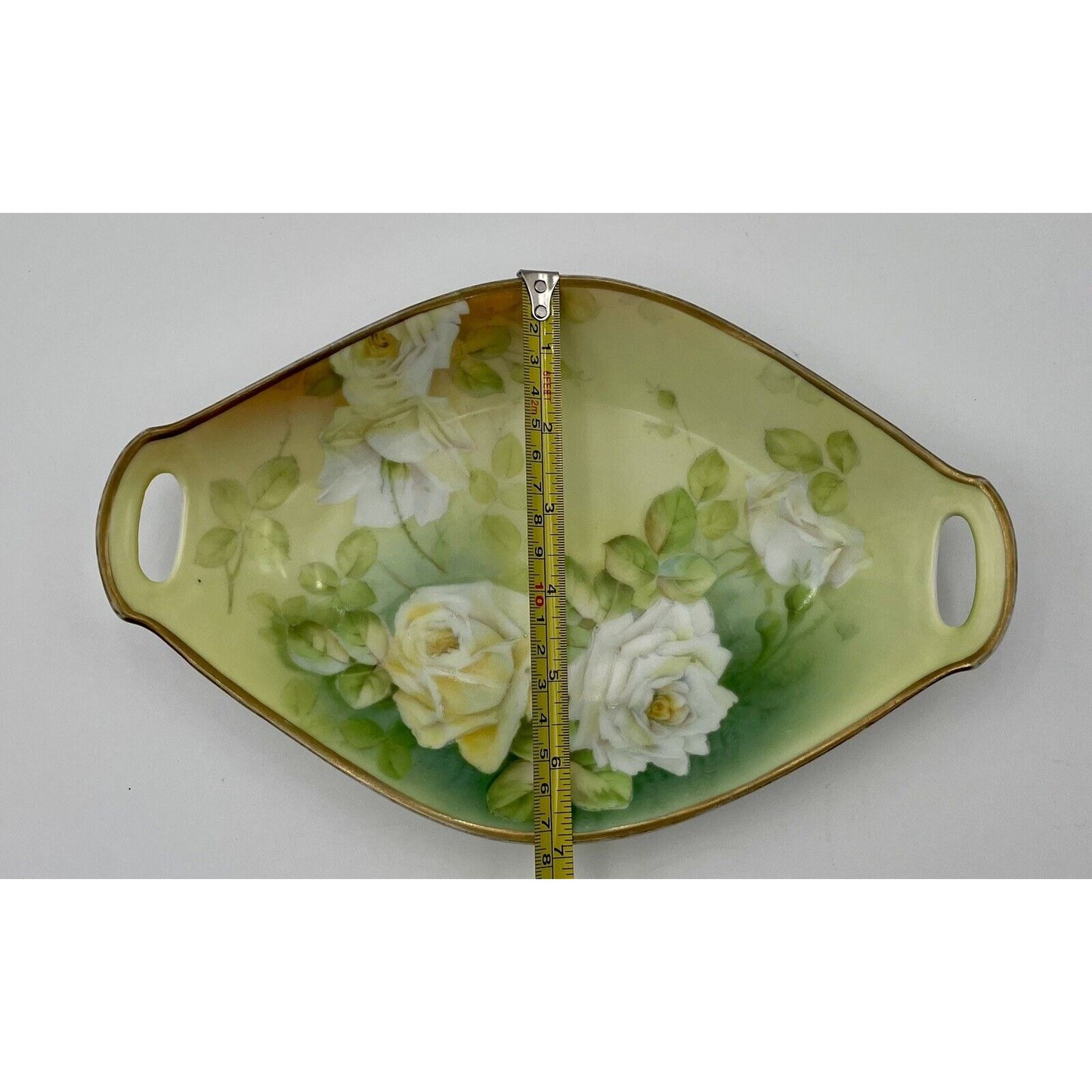 Vintage 1900's PT Bavaria Oval Small Dish W/Hand Painted Roses (C4) - Vintosh Vintage