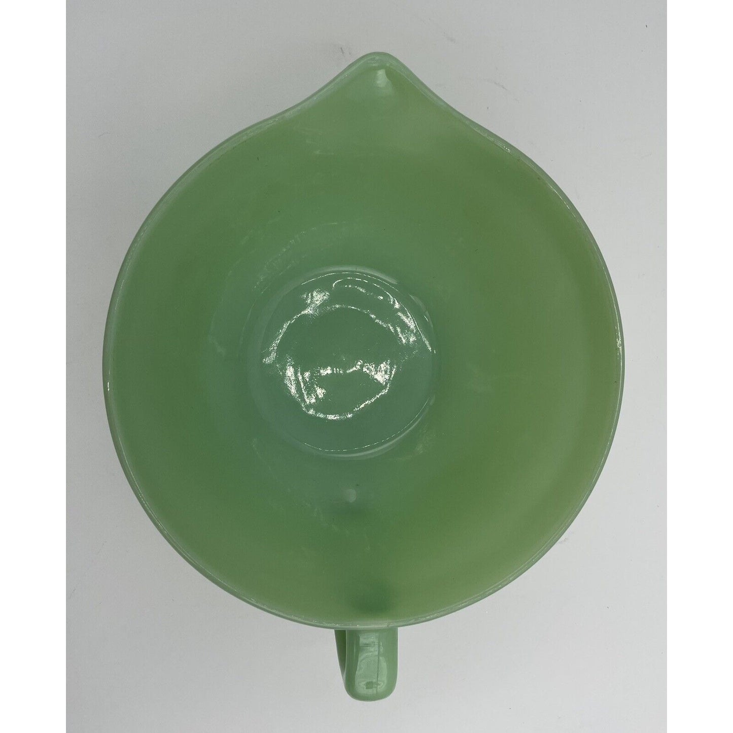1950s Fire King Jadeite Green Glass Banded Batter Mixing Bowl Spout & Handle C1 - Vintosh Vintage