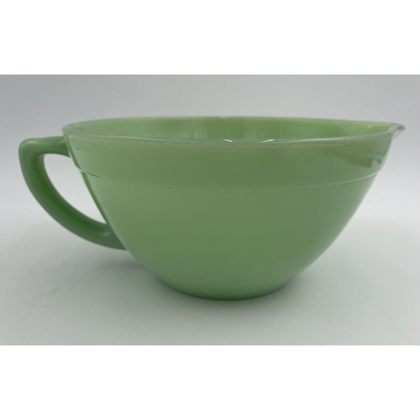 1950s Fire King Jadeite Green Glass Banded Batter Mixing Bowl Spout & Handle C1 - Vintosh Vintage