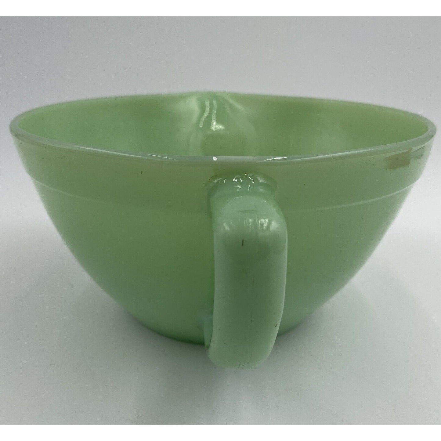 1950s Fire King Jadeite Green Glass Banded Batter Mixing Bowl Spout & Handle C1 - Vintosh Vintage