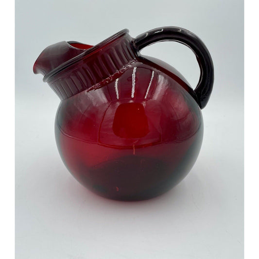 Vintage Anchor Hocking Tilt Ruby Red Ball Pitcher (D7) - Vintosh Vintage
