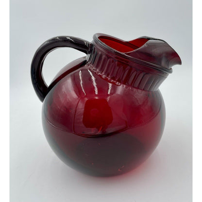 Vintage Anchor Hocking Tilt Ruby Red Ball Pitcher (D7) - Vintosh Vintage