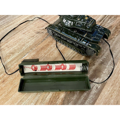 Vintage Japan "MODERN TOYS" Battery Operated Tin Toy Military Tank M-71 (B3) - Vintosh Vintage