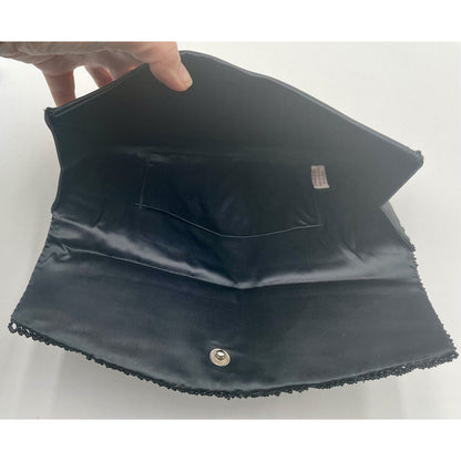 1960s Sharonee Black Beaded & Sequin Clutch Evening Handbag - Hong Kong (A5) - Vintosh Vintage