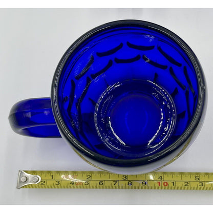 Vintage Lot of 5 New Martinsville #24 Beer Mug - Cobalt Blue Thumbprint Mug (D6) - Vintosh Vintage