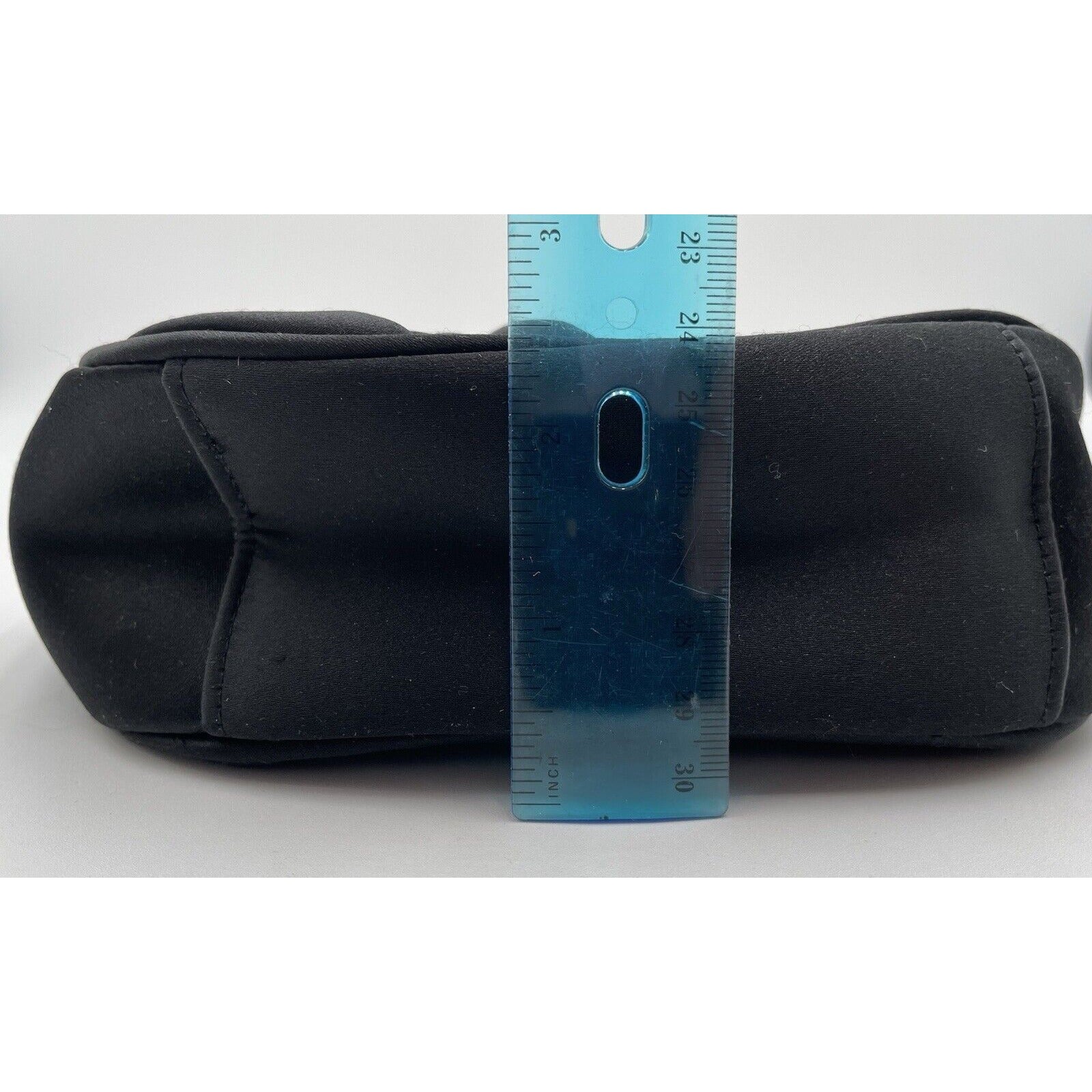 Preston & York Black Satin Evening Handbag with Rhinestone Closure (A5) - Vintosh Vintage