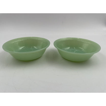 Two Vintage Fire King Jadeite Jane Ray Berry Dessert Fruit Bowls (D5) - Vintosh Vintage
