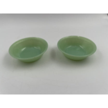 Two Vintage Fire King Jadeite Jane Ray Berry Dessert Fruit Bowls (D5) - Vintosh Vintage