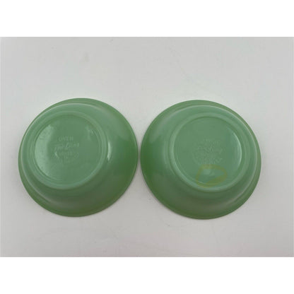 Two Vintage Fire King Jadeite Jane Ray Berry Dessert Fruit Bowls (D5) - Vintosh Vintage