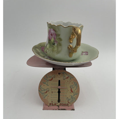 1950s Pla-Scale Pink Metal Toy Scale w/ Blue Birds (D8) - Vintosh Vintage