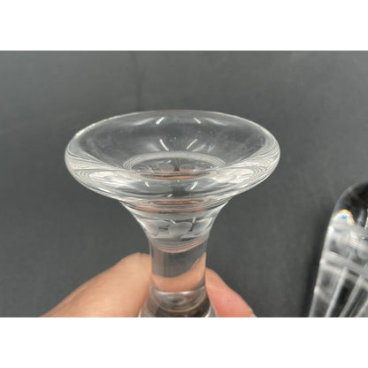 Vintage Clear Etched Glass w/ Frosted Dots Stripes Flowers Perfume Bottle (C6) - Vintosh Vintage