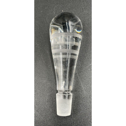Vintage Clear Etched Glass w/ Frosted Dots Stripes Flowers Perfume Bottle (C6) - Vintosh Vintage
