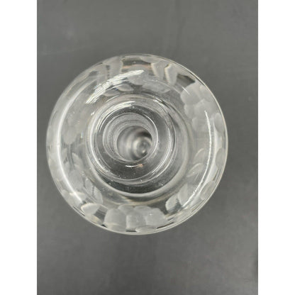 Vintage Clear Etched Glass w/ Frosted Dots Stripes Flowers Perfume Bottle (C6) - Vintosh Vintage